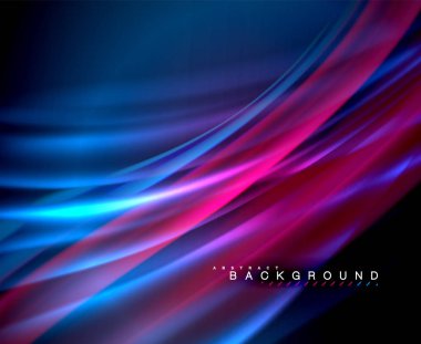 Neon parlayan dalga, sihirli enerji ve ışık arka plan. Vektör duvar kağıdı şablonu