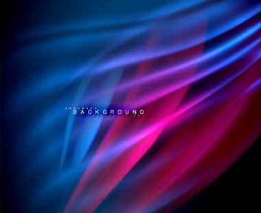 Neon parlayan dalga, sihirli enerji ve ışık arka plan. Vektör duvar kağıdı şablonu