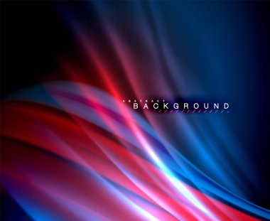 Neon parlayan dalga, sihirli enerji ve ışık arka plan. Vektör duvar kağıdı şablonu