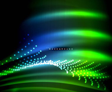 Neon parlayan techno hatları, yüksek teknoloji fütüristik arka plan şablonu kare şekilleri ile