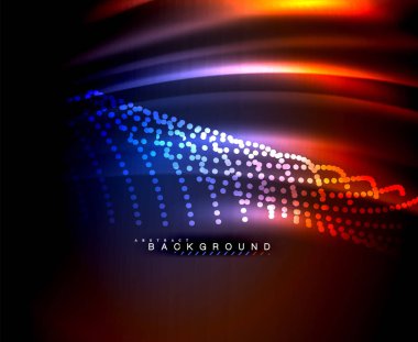 Neon parlayan techno hatları, yüksek teknoloji fütüristik arka plan şablonu kare şekilleri ile