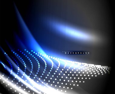 Neon parlayan techno hatları, yüksek teknoloji fütüristik arka plan şablonu kare şekilleri ile