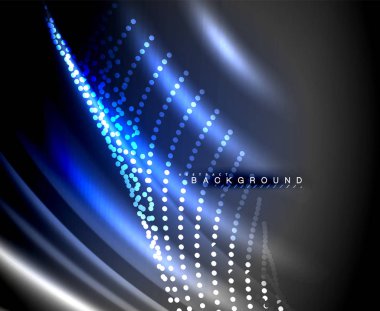 Neon parlayan techno hatları, yüksek teknoloji fütüristik arka plan şablonu kare şekilleri ile