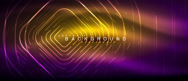 Neon parlayan çizgiler, sihirli enerji uzay ışığı konsepti, soyut arka plan duvar kağıdı tasarımı