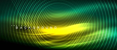 Neon parlayan çizgiler, sihirli enerji uzay ışığı konsepti, soyut arka plan duvar kağıdı tasarımı