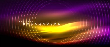 Neon parlayan çizgiler, sihirli enerji uzay ışığı konsepti, soyut arka plan duvar kağıdı tasarımı