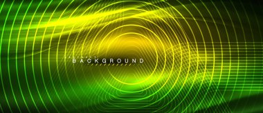 Neon parlayan çizgiler, sihirli enerji uzay ışığı konsepti, soyut arka plan duvar kağıdı tasarımı