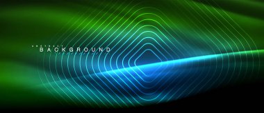 Neon parlayan çizgiler, sihirli enerji uzay ışığı konsepti, soyut arka plan duvar kağıdı tasarımı