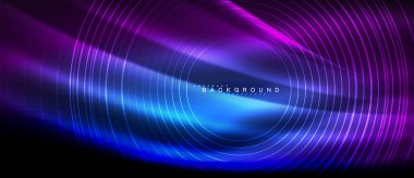 Neon parlayan çizgiler, sihirli enerji uzay ışığı konsepti, soyut arka plan duvar kağıdı tasarımı