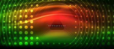 Neon parlayan çizgiler, sihirli enerji uzay ışığı konsepti, soyut arka plan duvar kağıdı tasarımı