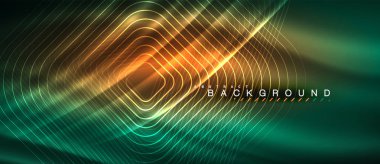 Neon parlayan çizgiler, sihirli enerji uzay ışığı konsepti, soyut arka plan duvar kağıdı tasarımı