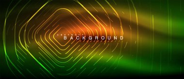 Neon parlayan çizgiler, sihirli enerji uzay ışığı konsepti, soyut arka plan duvar kağıdı tasarımı