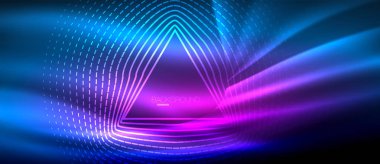 Neon parlayan dalga, sihirli enerji ve ışık arka plan. Vektör duvar kağıdı şablonu, yüksek teknoloji gelecek kavramı