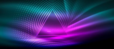 Neon parlayan dalga, sihirli enerji ve ışık arka plan. Duvar kağıdı şablonu, yüksek teknoloji gelecek kavramı