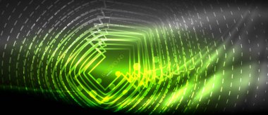 Neon parlayan dalga, sihirli enerji ve ışık arka plan. Duvar kağıdı şablonu, yüksek teknoloji gelecek kavramı