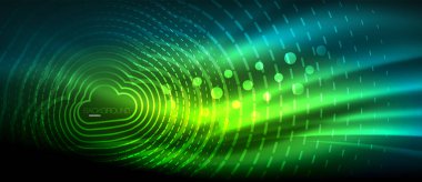 Neon parlayan dalga, sihirli enerji ve ışık arka plan. Duvar kağıdı şablonu, yüksek teknoloji gelecek kavramı