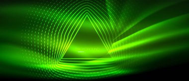 Neon parlayan dalga, sihirli enerji ve ışık arka plan. Duvar kağıdı şablonu, yüksek teknoloji gelecek kavramı