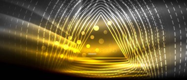 Neon parlayan dalga, sihirli enerji ve ışık arka plan. Duvar kağıdı şablonu, yüksek teknoloji gelecek kavramı