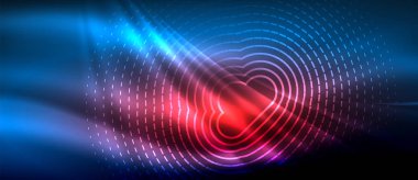 Neon parlayan dalga, sihirli enerji ve ışık arka plan. Duvar kağıdı şablonu, yüksek teknoloji gelecek kavramı