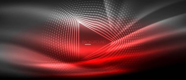 Neon parlayan dalga, sihirli enerji ve ışık arka plan. Duvar kağıdı şablonu, yüksek teknoloji gelecek kavramı