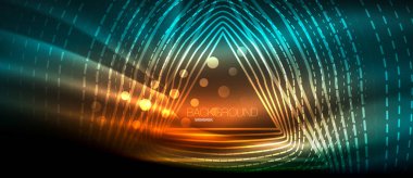 Neon parlayan dalga, sihirli enerji ve ışık arka plan. Duvar kağıdı şablonu, yüksek teknoloji gelecek kavramı