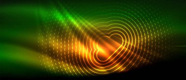 Neon parlayan dalga, sihirli enerji ve ışık arka plan. Duvar kağıdı şablonu, yüksek teknoloji gelecek kavramı