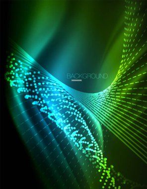 Yumuşak ışık efekti, parlak parlak neon koyu arka plan üzerinde düz çizgiler. Enerji Teknoloji fikir