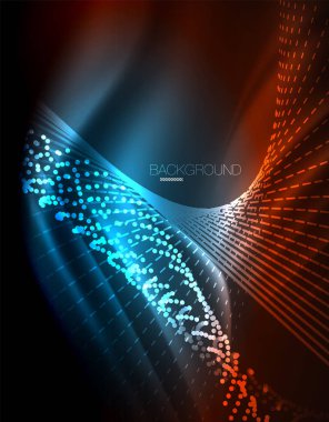 Yumuşak ışık efekti, parlak parlak neon koyu arka plan üzerinde düz çizgiler. Enerji Teknoloji fikir