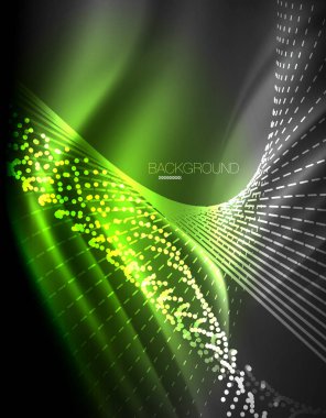 Yumuşak ışık efekti, parlak parlak neon koyu arka plan üzerinde düz çizgiler. Enerji Teknoloji fikir