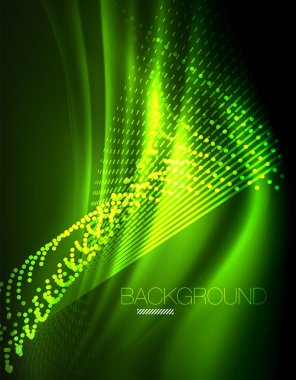 Yumuşak ışık efekti, parlak parlak neon koyu arka plan üzerinde düz çizgiler. Enerji Teknoloji fikir. Vektör çizim