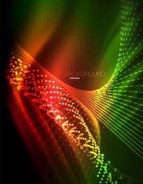 Yumuşak ışık efekti, parlak parlak neon koyu arka plan üzerinde düz çizgiler. Enerji Teknoloji fikir