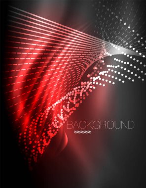 Yumuşak ışık efekti, parlak parlak neon koyu arka plan üzerinde düz çizgiler. Enerji Teknoloji fikir