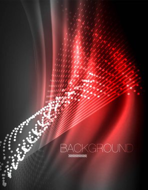 Yumuşak ışık efekti, parlak parlak neon koyu arka plan üzerinde düz çizgiler. Enerji Teknoloji fikir