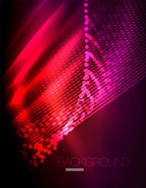 Yumuşak ışık efekti, parlak parlak neon koyu arka plan üzerinde düz çizgiler. Enerji Teknoloji fikir