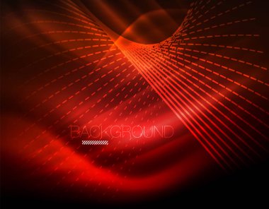 Yumuşak ışık efekti, parlak parlak neon koyu arka plan üzerinde düz çizgiler. Enerji Teknoloji fikir