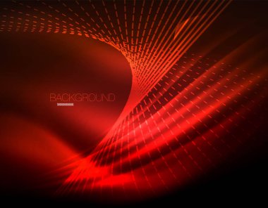 Yumuşak ışık efekti, parlak parlak neon koyu arka plan üzerinde düz çizgiler. Enerji Teknoloji fikir