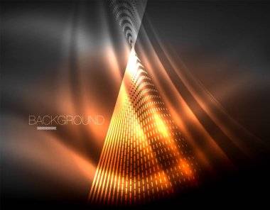 Yumuşak ışık efekti, parlak parlak neon koyu arka plan üzerinde düz çizgiler. Enerji Teknoloji fikir