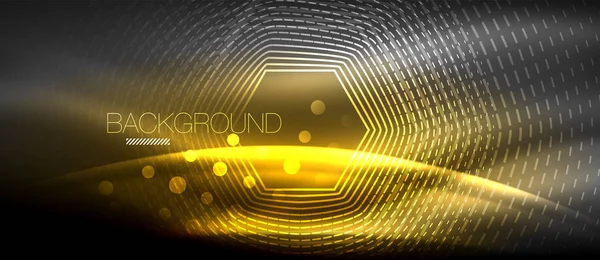 Neon parlayan dalga, sihirli enerji ve ışık arka plan. Duvar kağıdı şablonu, yüksek teknoloji gelecek kavramı