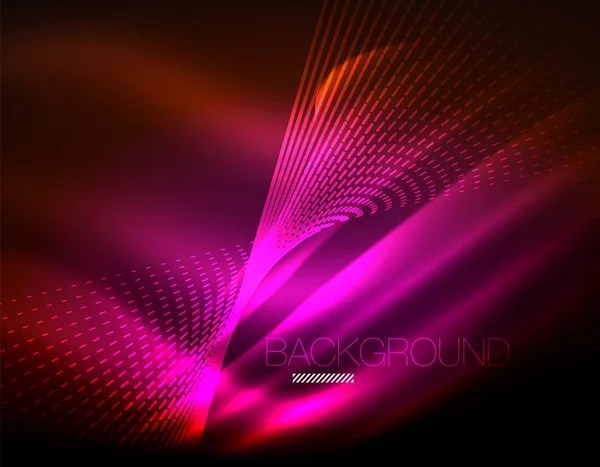 Yumuşak ışık efekti, parlak parlak neon koyu arka plan üzerinde düz çizgiler. Enerji Teknoloji fikir