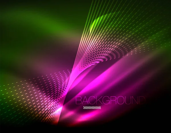 Yumuşak ışık efekti, parlak parlak neon koyu arka plan üzerinde düz çizgiler. Enerji Teknoloji fikir