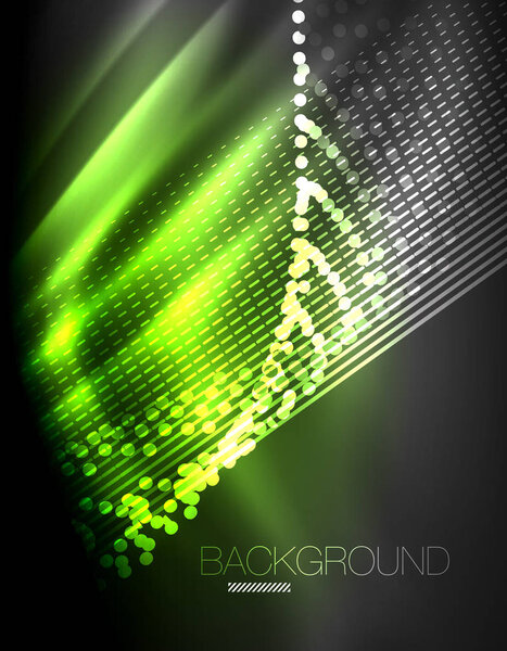 Гладкий световой эффект, прямые линии на светящемся сияющем неоновом темном фоне. Идея энергетических технологий
