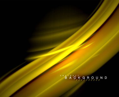 Neon parlayan dalga, sihirli enerji ve ışık arka plan. Vektör duvar kağıdı şablonu