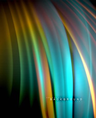 Neon parlayan dalga, sihirli enerji ve ışık arka plan. Vektör duvar kağıdı şablonu