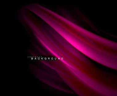 Neon parlayan dalga, sihirli enerji ve ışık arka plan. Vektör duvar kağıdı şablonu