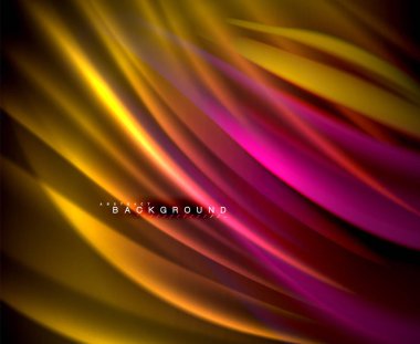 Neon parlayan dalga, sihirli enerji ve ışık arka plan. Vektör duvar kağıdı şablonu