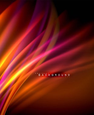 Neon parlayan dalga, sihirli enerji ve ışık arka plan. Vektör duvar kağıdı şablonu