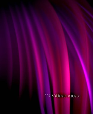 Neon parlayan dalga, sihirli enerji ve ışık arka plan. Vektör duvar kağıdı şablonu