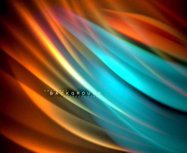 Neon parlayan dalga, sihirli enerji ve ışık arka plan. Vektör duvar kağıdı şablonu