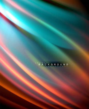 Neon parlayan dalga, sihirli enerji ve ışık arka plan. Vektör duvar kağıdı şablonu