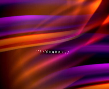 Neon parlayan dalga, sihirli enerji ve ışık arka plan. Vektör duvar kağıdı şablonu